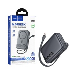 Power Bank Magnético Hoco Q44A com Cabo Tipo-C PD45W 20000mAh Cinza